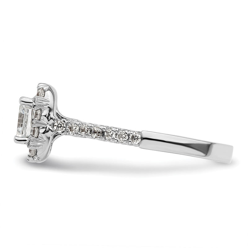 14K White Gold Halo (Holds 1 carat (5.5mm) Asscher-cut Center) 1/2 carat Diamond Semi-mount Engagement Ring