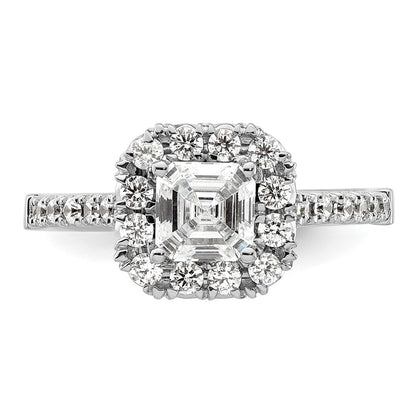 14k White Gold 1/2 Ct. Lab Grown Diamond VS/SI+ G+ 1 Ct. Center Ascher Halo Engagement Ring