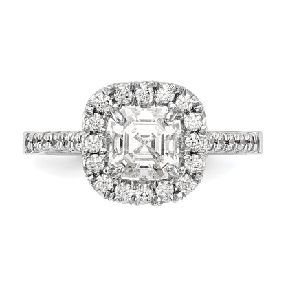 14k White Gold 1/2 Ct. Lab Grown Diamond VS/SI+ G+ 1 Ct. Center Ascher Halo Engagement Ring