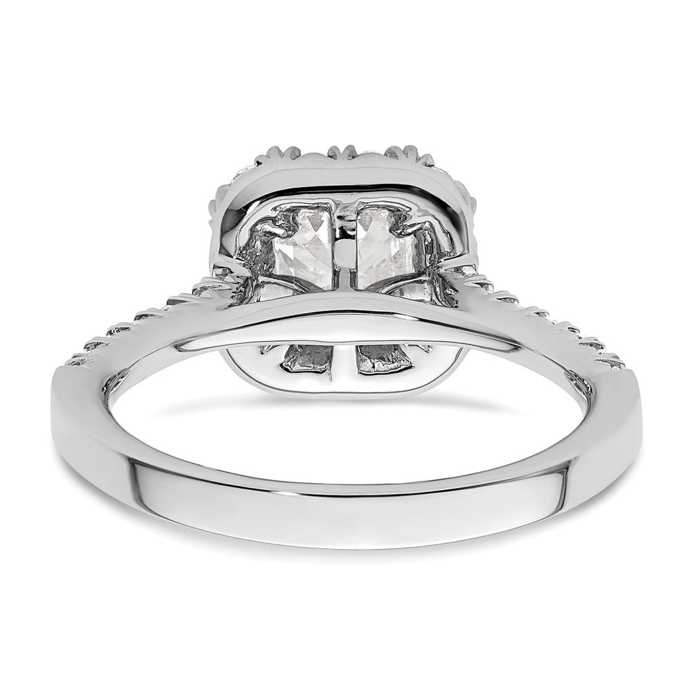 True Origin 14K White Gold 1/2 carat Lab Grown Diamond VS+ F+ Semi-Mount Asscher Halo Engagement Ring