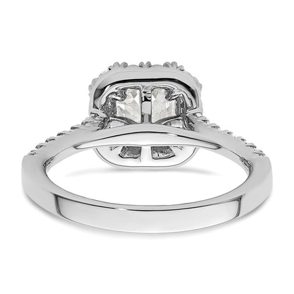 True Origin 14K White Gold 1/2 carat Lab Grown Diamond VS+ F+ Semi-Mount Asscher Halo Engagement Ring
