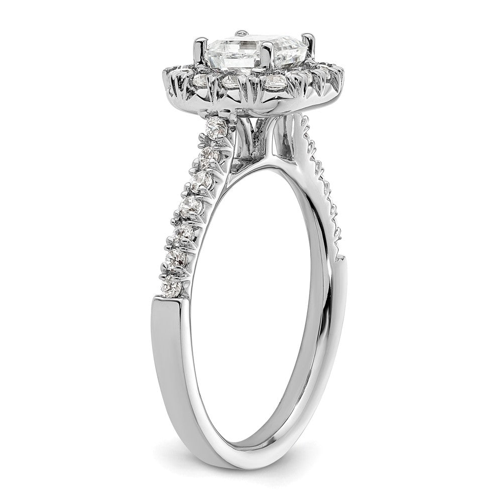 14K White Gold Halo (Holds 1 carat (5.5mm) Asscher-cut Center) 1/2 carat Diamond Semi-mount Engagement Ring