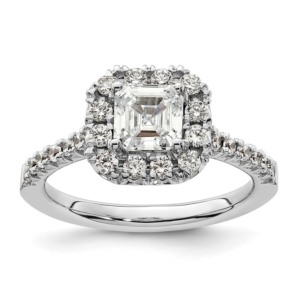 14k White Gold 1/2 Ct. Lab Grown Diamond VS/SI+ G+ 1 Ct. Center Ascher Halo Engagement Ring