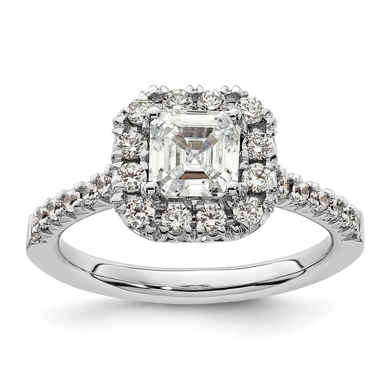 14k White Gold 1/2 Ct. Lab Grown Diamond VS/SI+ G+ 1 Ct. Center Ascher Halo Engagement Ring