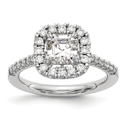 14k White Gold 1/2 Ct. Lab Grown Diamond VS/SI+ G+ 1 Ct. Center Ascher Halo Engagement Ring