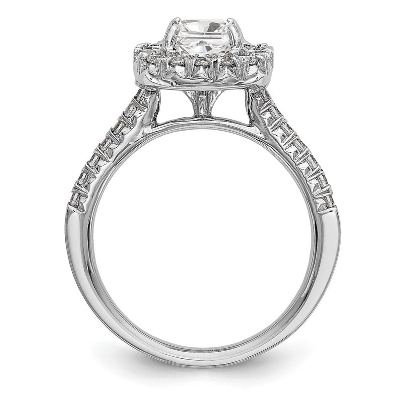 14K White Gold Halo (Holds 1.25 carat (6mm) Asscher-cut Center) 1/2 carat Diamond Semi-mount Engagement Ring
