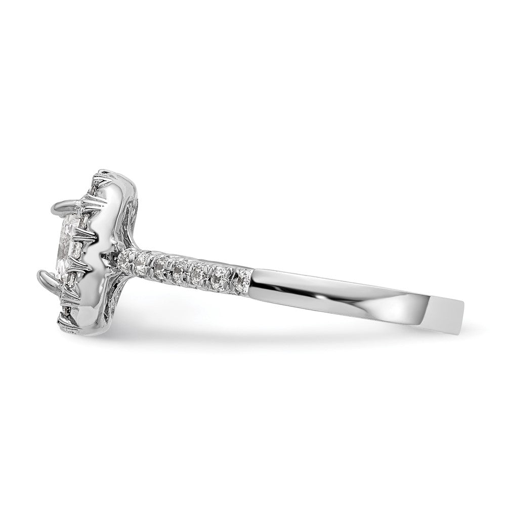 14K White Gold Halo (Holds 1.25 carat (6mm) Asscher-cut Center) 1/2 carat Diamond Semi-mount Engagement Ring