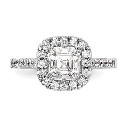 14K White Gold Halo (Holds 1.25 carat (6mm) Asscher-cut Center) 1/2 carat Diamond Semi-mount Engagement Ring