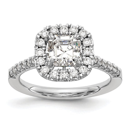 14K White Gold Halo (Holds 1.25 carat (6mm) Asscher-cut Center) 1/2 carat Diamond Semi-mount Engagement Ring