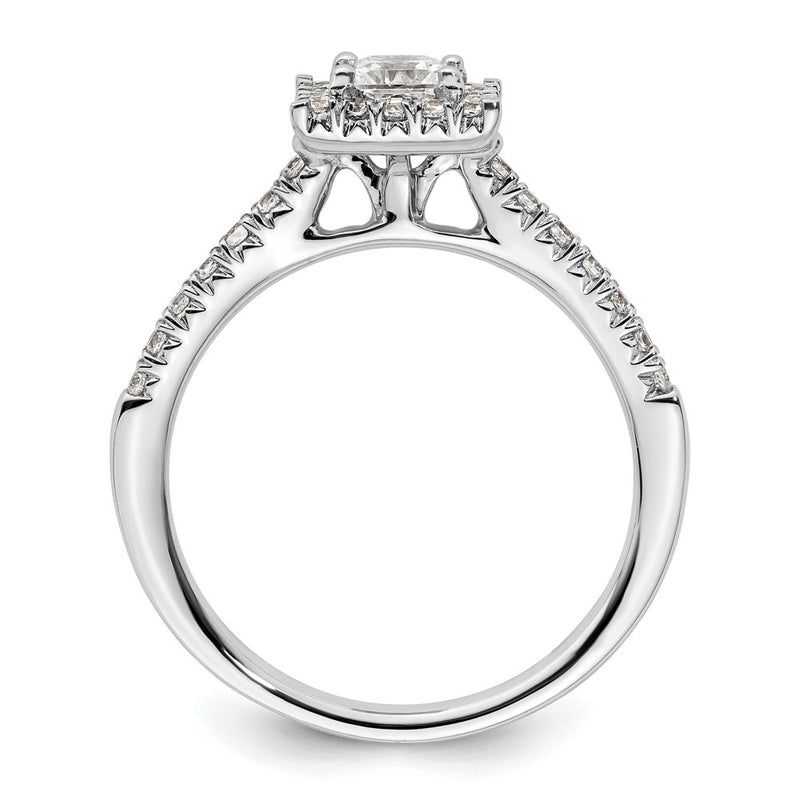14kw Square Halo Simulated Diamond Engagement Ring
