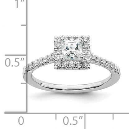 14K White Gold True Origin 1/3 Carat Lab Grown Diamond Vs D E F Semi Mount Princess Halo Engagement Ring