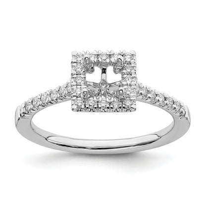 14kw Square Halo Simulated Diamond Engagement Ring
