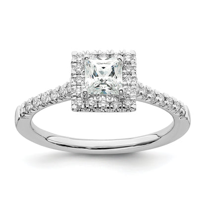 14K White Gold True Origin 1/3 Carat Lab Grown Diamond Vs D E F Semi Mount Princess Halo Engagement Ring