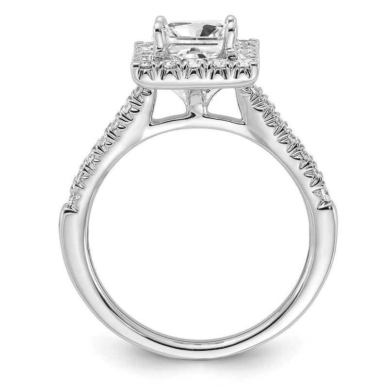 14kw Square Halo Simulated Diamond Engagement Ring