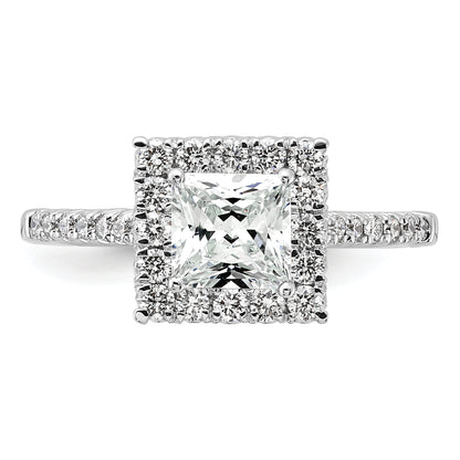 14k White Gold 1/2 Ct. Lab Grown Diamond VS/SI+ G+ 1 Ct. Center Princess Halo Engagement Ring