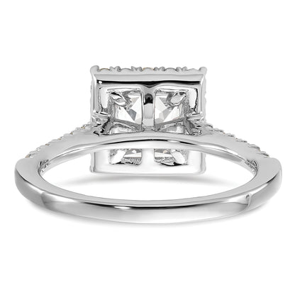 14k White Gold 1/2 Ct. Lab Grown Diamond VS/SI+ G+ 1 Ct. Center Princess Halo Engagement Ring