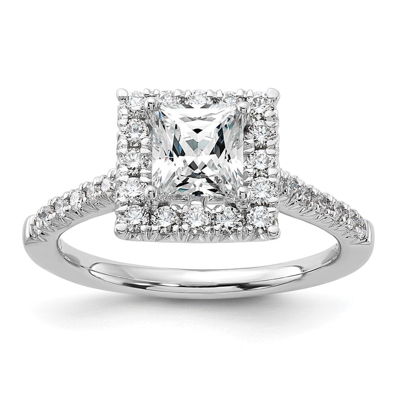 14kw Square Halo Simulated Diamond Engagement Ring
