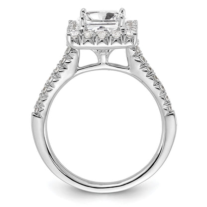 14kw Square Halo Simulated Diamond Engagement Ring