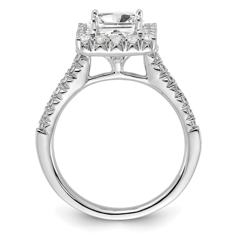 14kw Square Halo Simulated Diamond Engagement Ring
