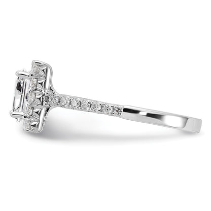14kw Square Halo Simulated Diamond Engagement Ring