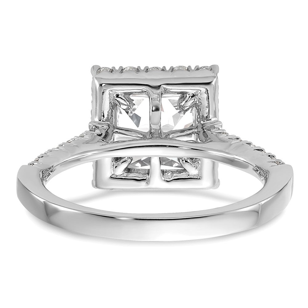 14kw Square Halo Simulated Diamond Engagement Ring