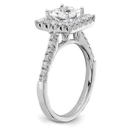 14kw Square Halo Simulated Diamond Engagement Ring