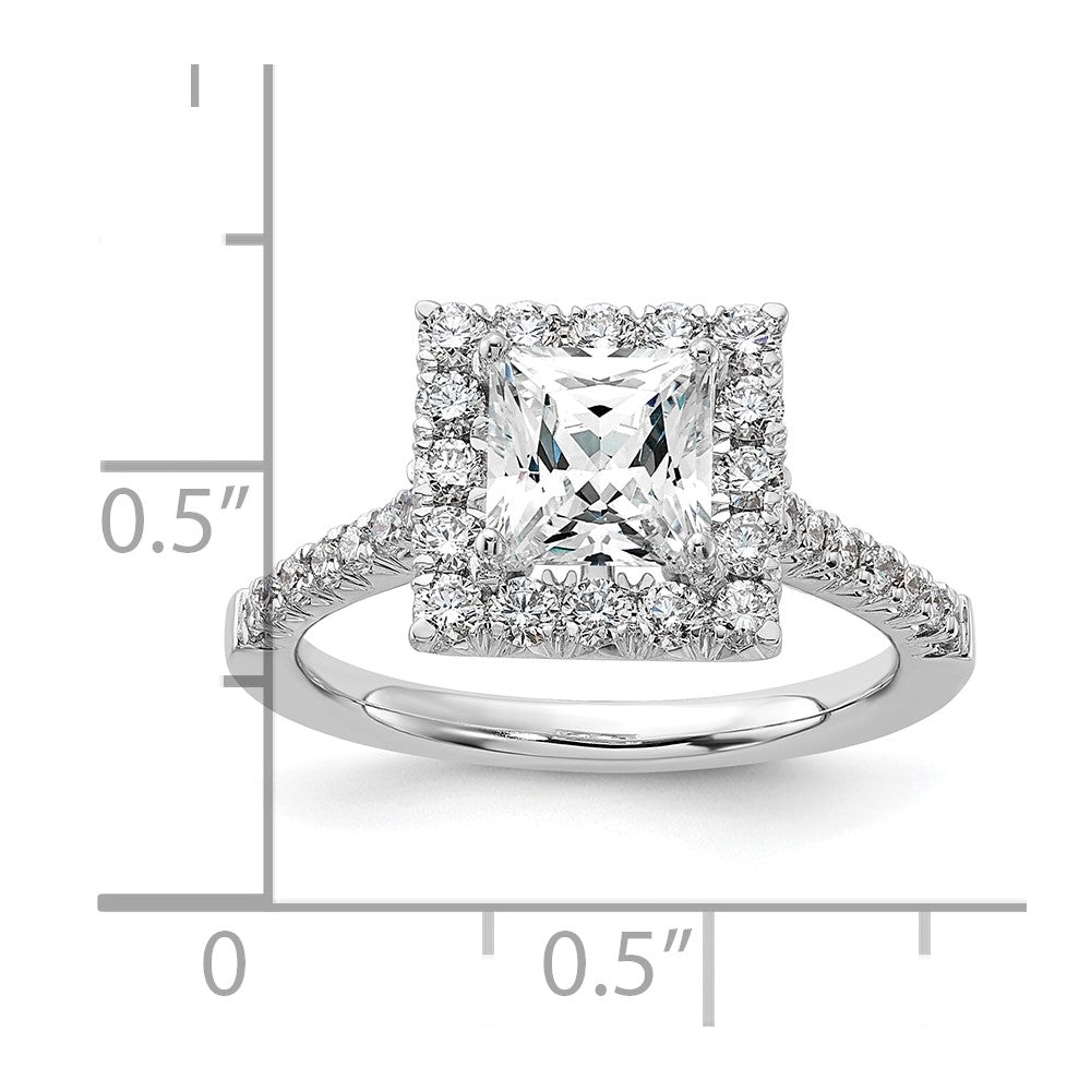 14kw Square Halo Simulated Diamond Engagement Ring