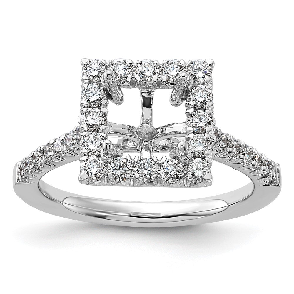14kw Square Halo Simulated Diamond Engagement Ring