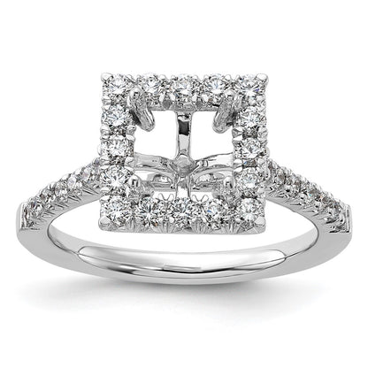 14kw Square Halo Simulated Diamond Engagement Ring
