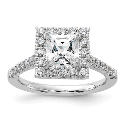 14kw Square Halo Simulated Diamond Engagement Ring