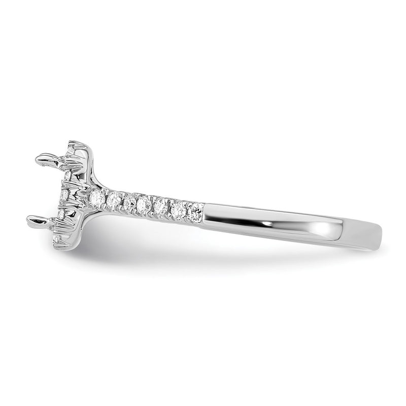 14K White Gold Halo (Holds 1/2 carat (5.3x3.9mm) Emerald-cut Center) 1/4 carat Diamond Semi-mount Engagement Ring