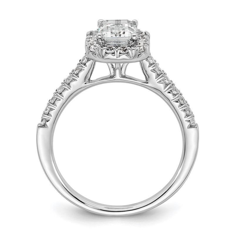 True Origin 14K White Gold 1/2 carat Lab Grown Diamond VS+ F+ Semi-Mount Emerald Halo Engagement Ring