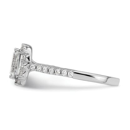 True Origin 14K White Gold 1/2 carat Lab Grown Diamond VS+ F+ Semi-Mount Emerald Halo Engagement Ring