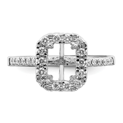 14k White Gold 14kw Lab Grown VS/SI+ G+ Diamond Emerald Halo Semi-mount Engagement Ring