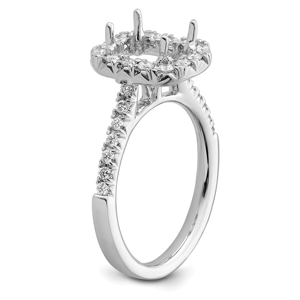 14k White Gold 14kw Lab Grown VS/SI+ G+ Diamond Emerald Halo Semi-mount Engagement Ring