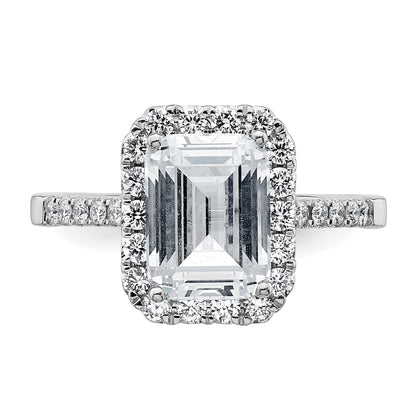 14k White Gold 14kw Lab Grown VS/SI+ G+ Diamond Emerald Halo Semi-mount Engagement Ring
