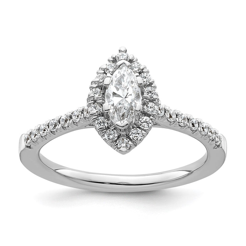 14kw Marquise Halo Engagement Simulated Diamond Ring