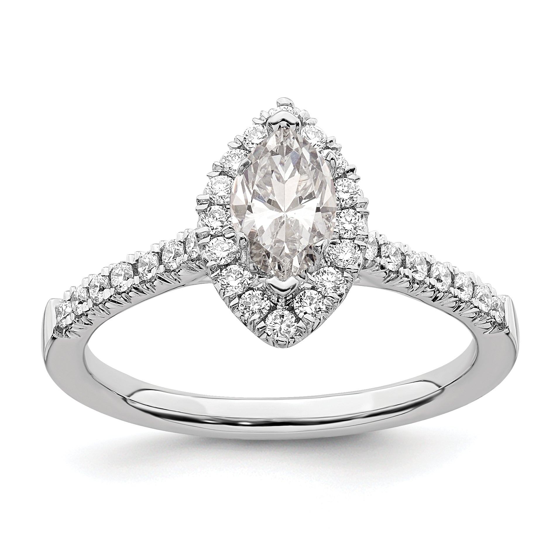 14kw Marquise Halo Simulated Diamond Engagement Ring