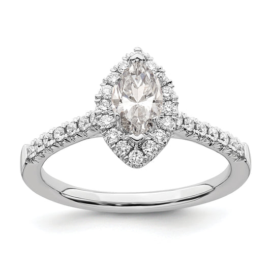 14kw Marquise Halo Simulated Diamond Engagement Ring