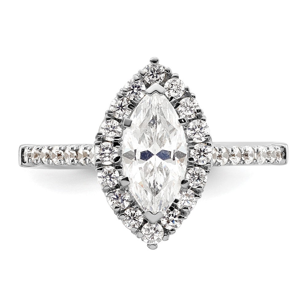 14kw Marquise Halo Simulated Diamond Engagement Ring