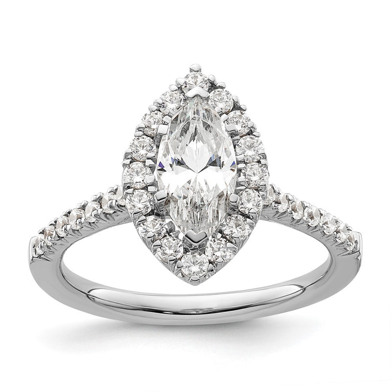 14kw Marquise Halo Simulated Diamond Engagement Ring