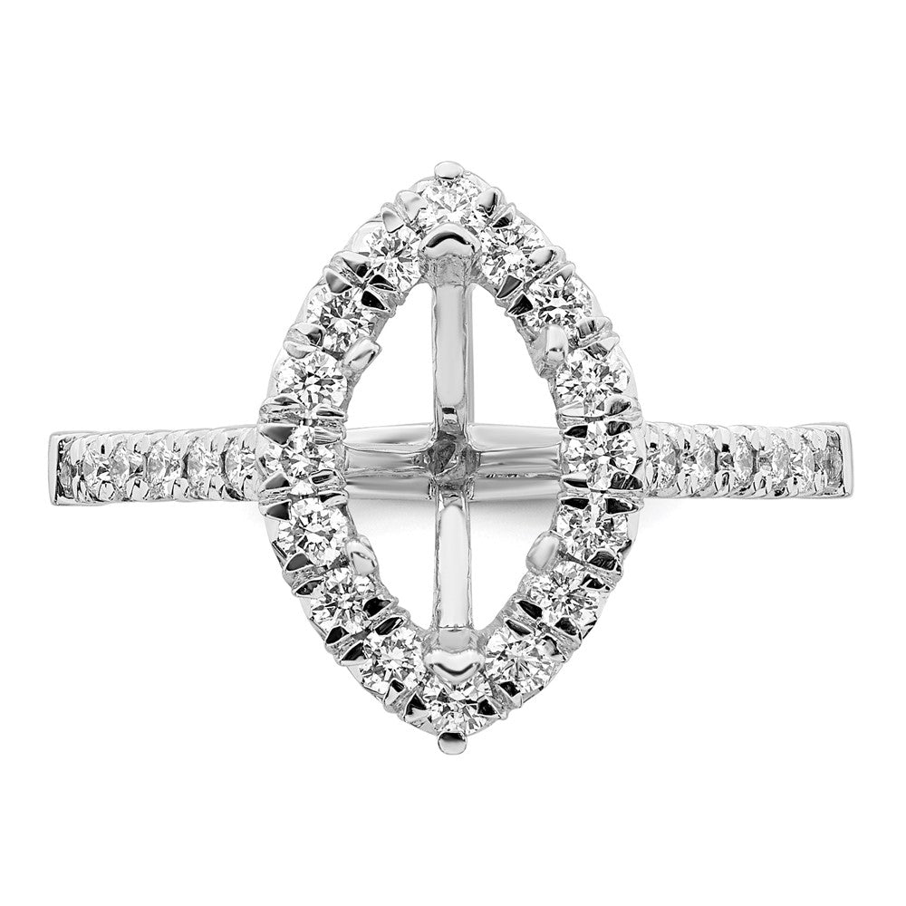 True Origin 14K White Gold 5/8 carat Lab Grown Diamond VS+ F+ Semi-Mount Marquise Halo Engagement Ring