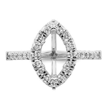 True Origin 14K White Gold 5/8 carat Lab Grown Diamond VS+ F+ Semi-Mount Marquise Halo Engagement Ring