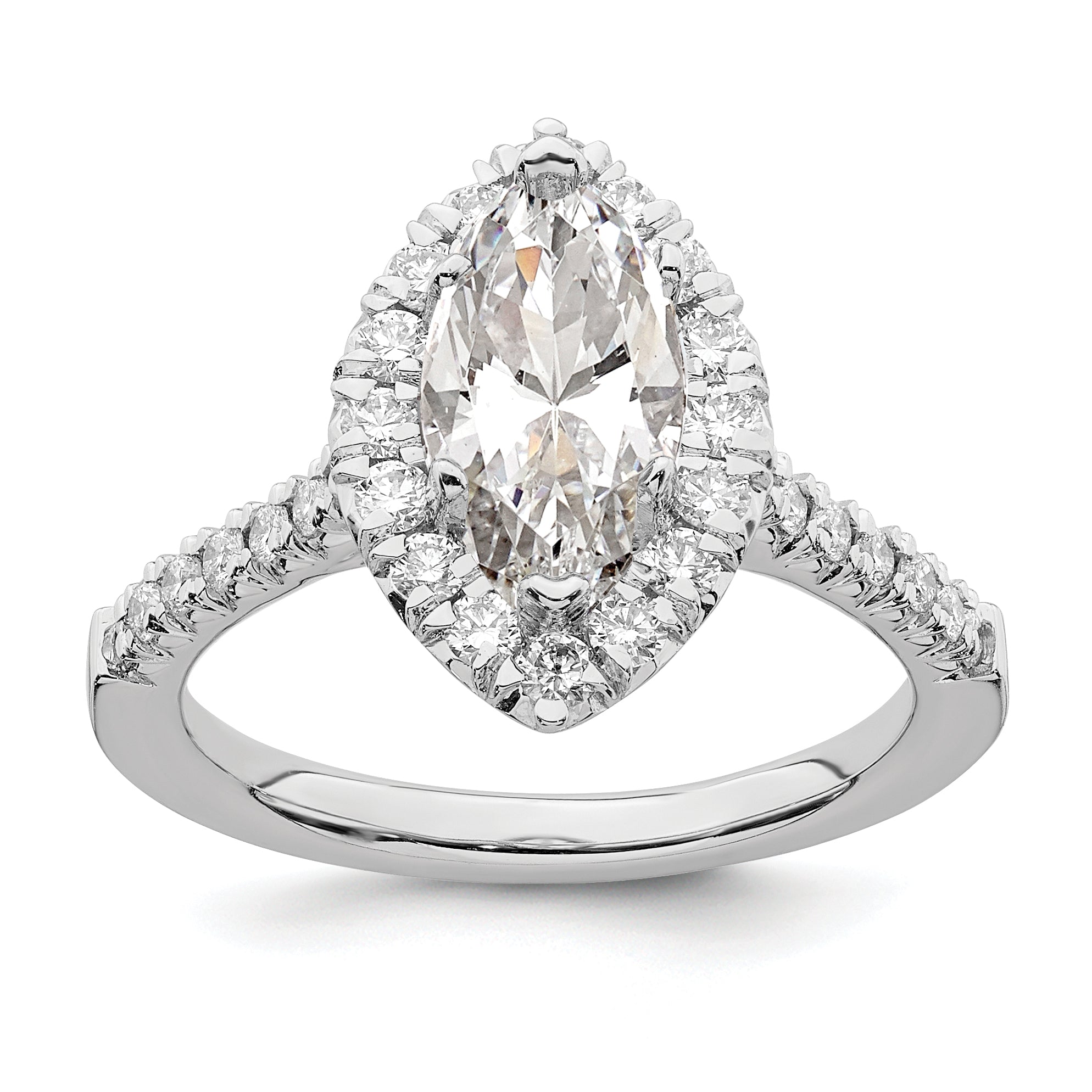 14kw Marquise Halo Simulated Diamond Engagement Ring