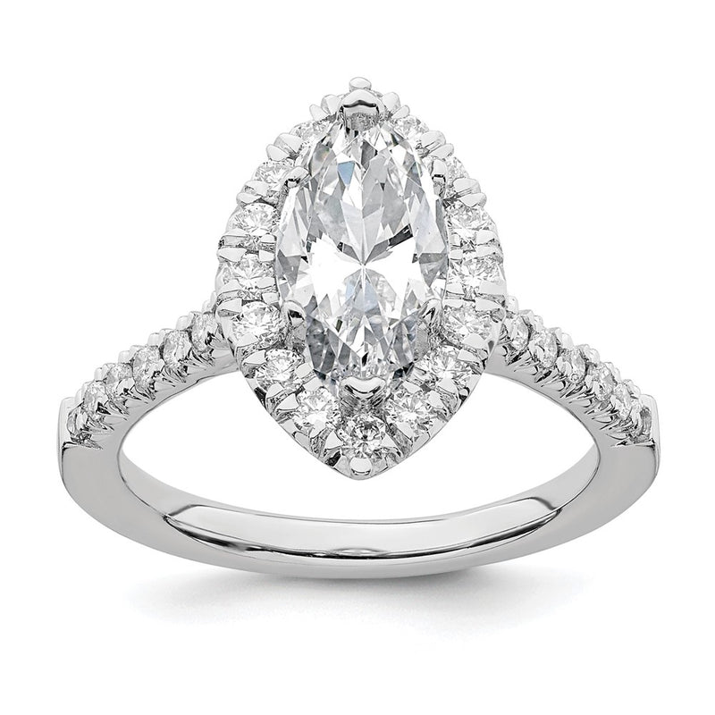 14kw Marquise Halo Simulated Diamond Engagement Ring