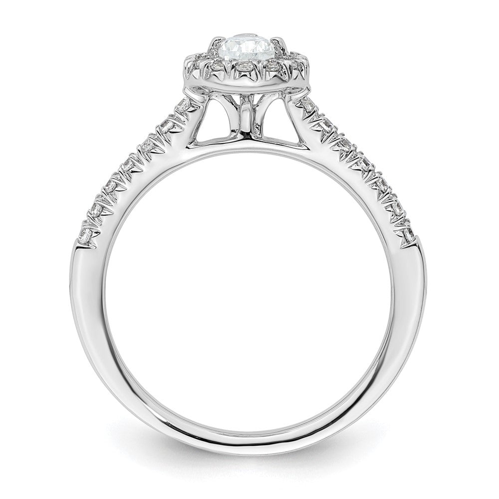 14kw Pear Halo Simulated Diamond Engagement Ring