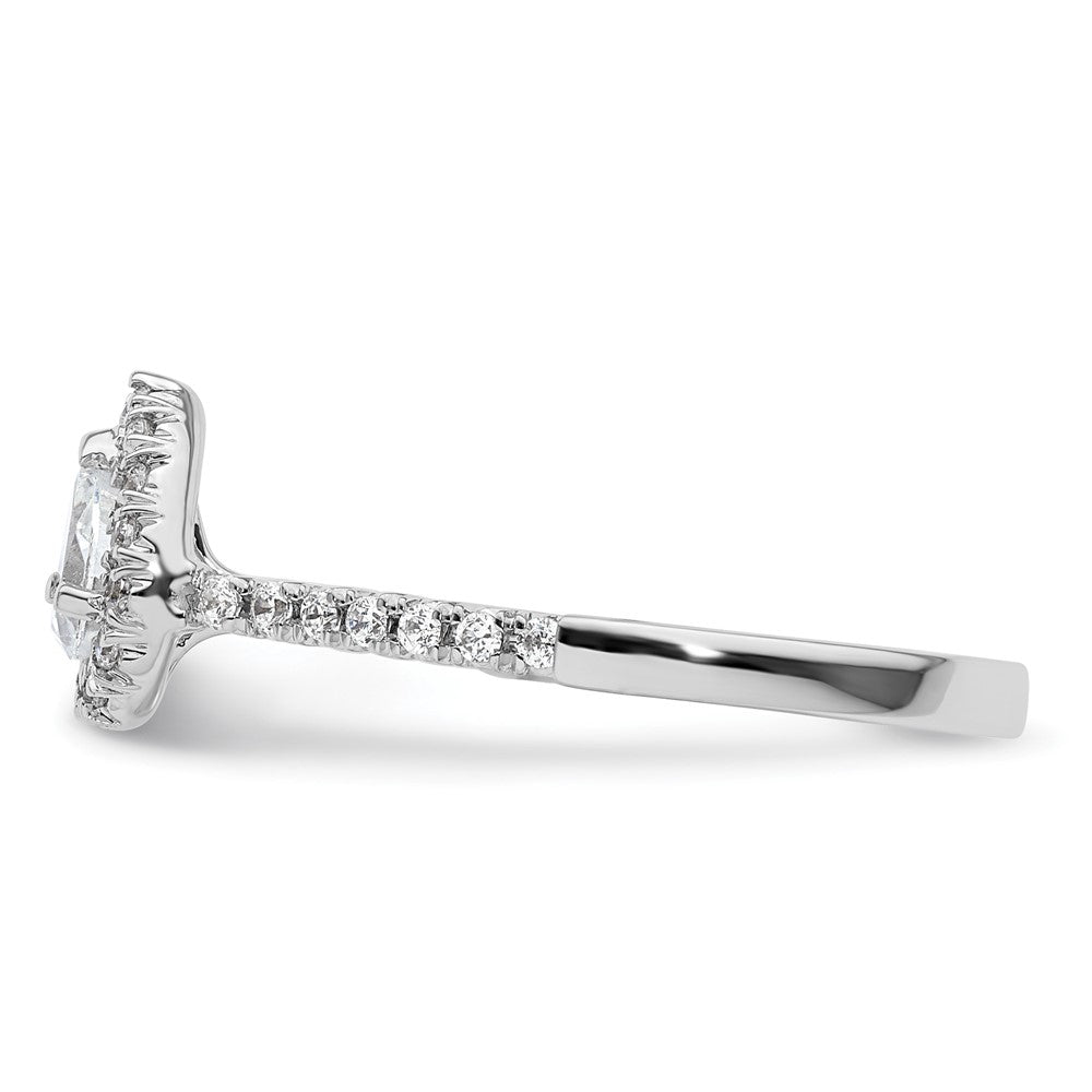14kw Pear Halo Simulated Diamond Engagement Ring