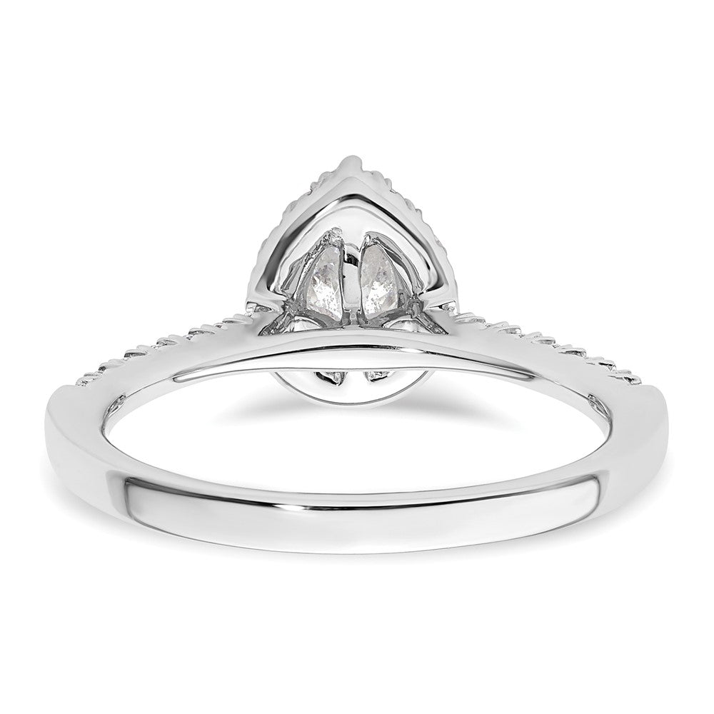 14kw Pear Halo Simulated Diamond Engagement Ring