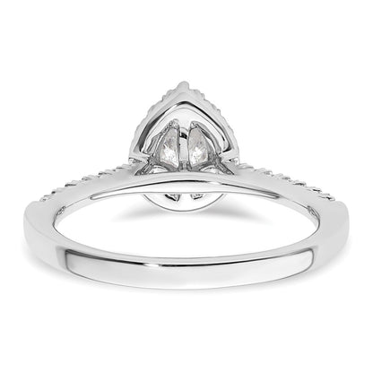 14kw Pear Halo Simulated Diamond Engagement Ring