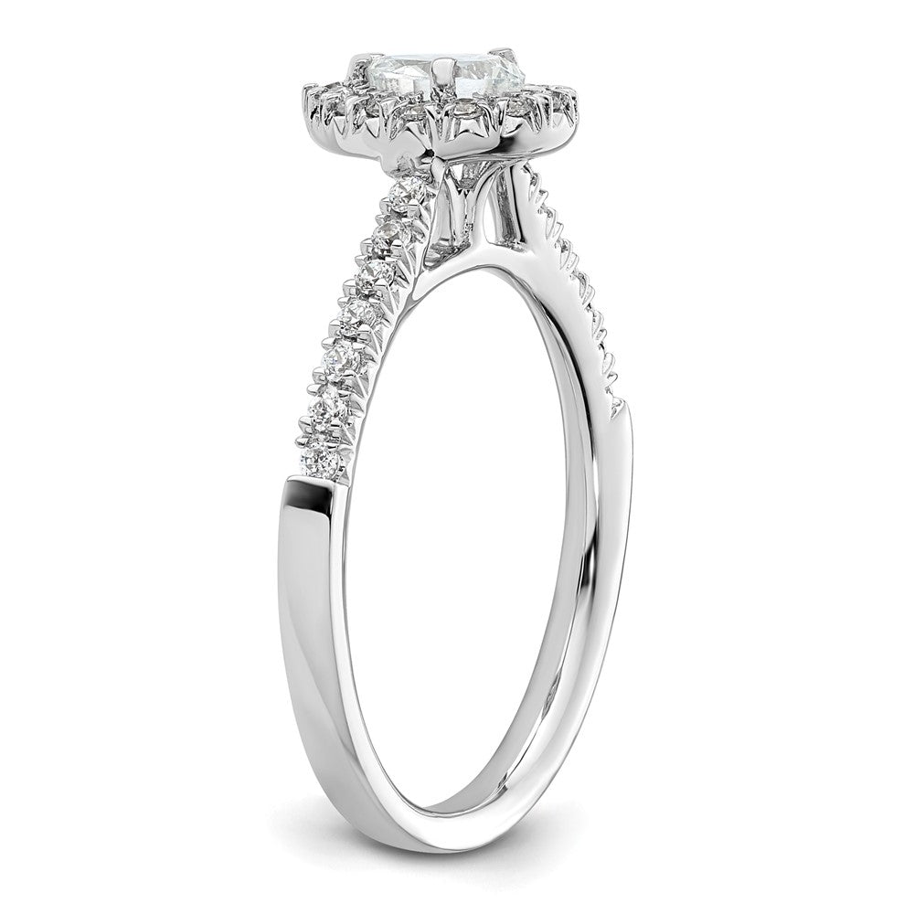 14kw Pear Halo Simulated Diamond Engagement Ring